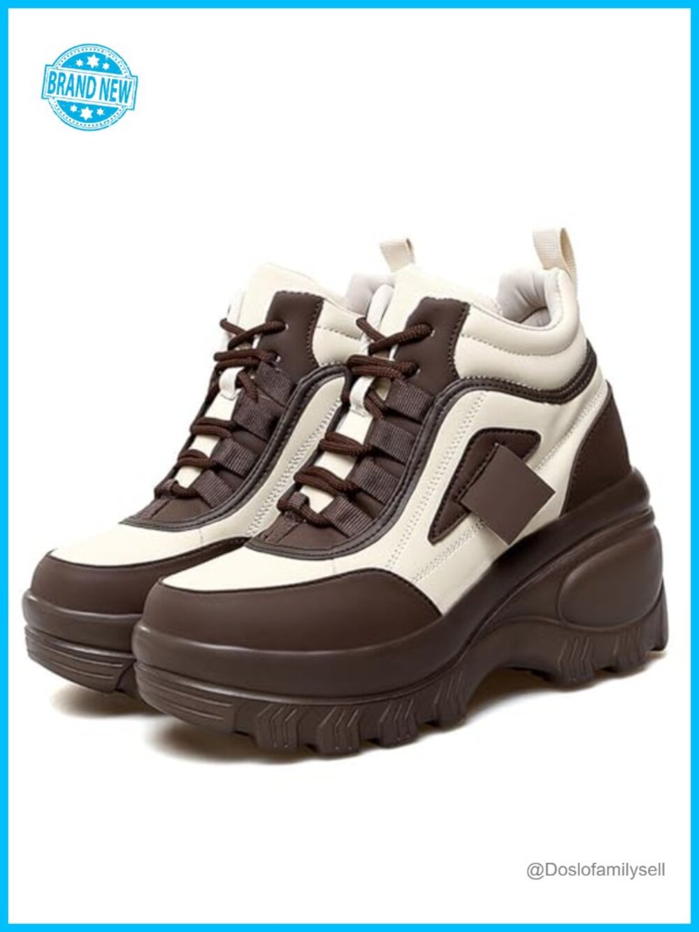 Women's Platform Sneakers Round Toe Plus Velvet Lace-Up Chunky Non-Slip Walking